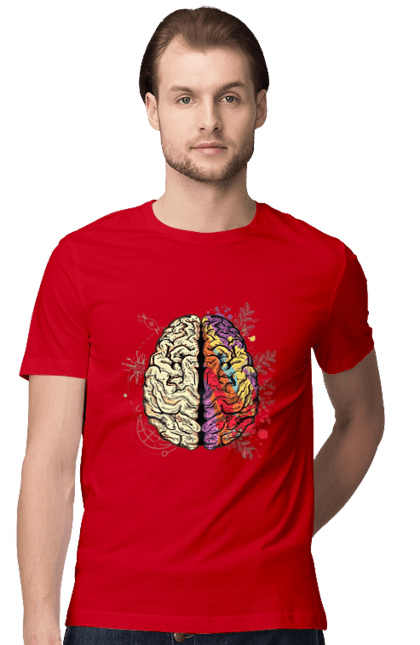 Футболка чоловіча з принтом "Творчість та логіка". Бінарний, біткоїн, біткойн, валюта, гроші, крипто, наука, програміст, программист, творчество, техно, хакер, художник, цветной. 2070702