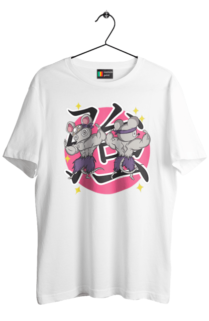 Men's t-shirt with prints Demon Slayer Uzui Tengen's mice. Anime, demon slayer, kimetsu no yaiba, manga, mice, serial, tengen, tengen uzui, uzui. 2070702