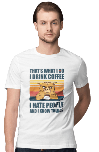 Футболка чоловіча з принтом "Невдоволений кіт". Angular, c, css, html, it, javascript, jquery, php, python, react, svelt, vue, айтишник, айті, гумор, код, кодувати, прогер, програміст, програмісти, ти ж, ти ж програміст, тиж програміст. 2070702