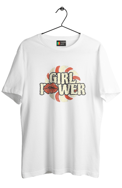 Футболка чоловіча з принтом "Girl Power". Girl power, гасло, дівчата, дівчата можуть, жінки, жіноча сила, незалежність, сила, фемінізм. 2070702