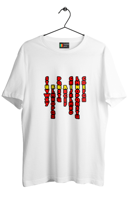 Футболка чоловіча з принтом "Україна". Абетка, авторський принт, латиниця, літери, напис, текст, україна. 2070702