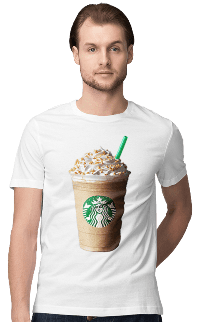 Men's t-shirt with prints Starbucks cocktail. Cocktail, starbucks, tubule. CustomPrint.market