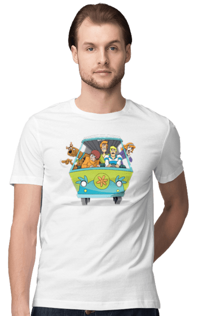 Men`s t-shirt with prints Scooby Doo Machine. Car, cartoon, dog, scooby doo. 2070702
