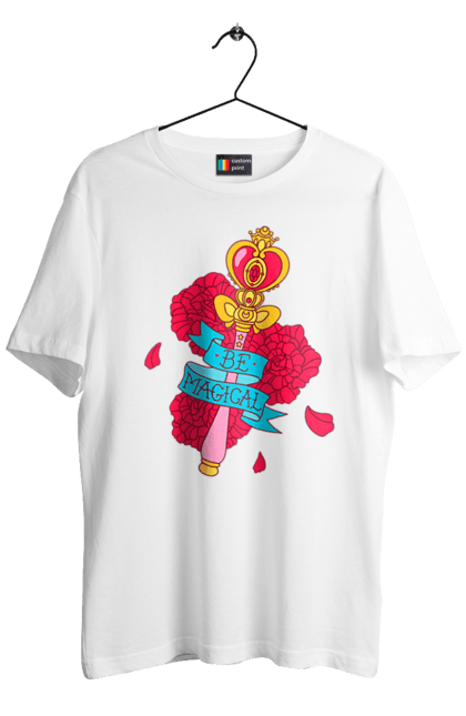 Men's t-shirt with prints Be Magical. Anime, charm, flowers, magic, rose flower, sailor moon, tv series, wand. 2070702