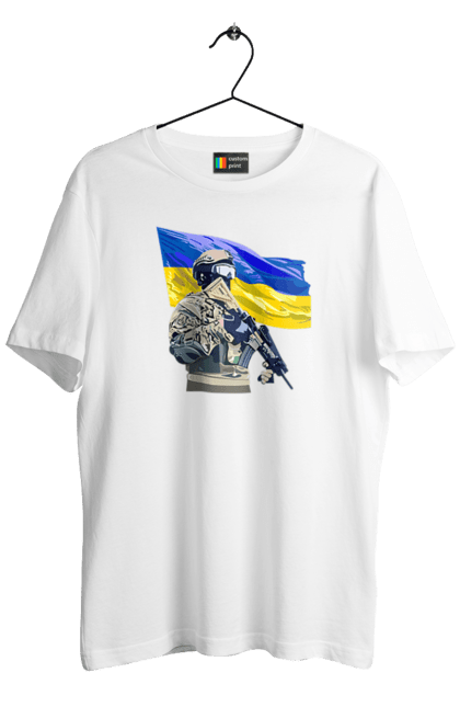 Футболка чоловіча з принтом "ЗСУ | Прапор". Війна, герб, збройні сили україни, зсу, патріотична, прапор україни, русский военный корабль, україна, українська символіка, флаг. 2070702