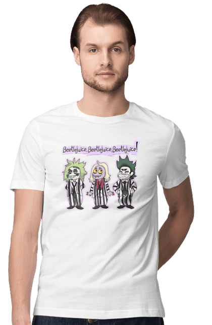 Men's t-shirt with prints Beetlejuice. Beetlejuice, comedy, ghost, horror, movie, tim burton, warner bros. 2070702