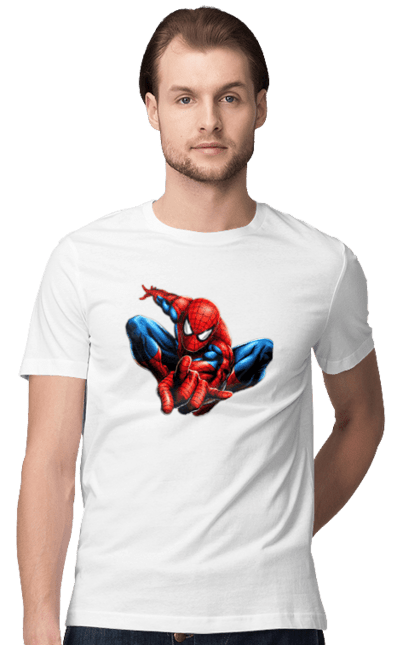 Футболка чоловіча з принтом "Людина павук". Avengers, comics, marvel, spiderman, superhero. CustomPrint.market
