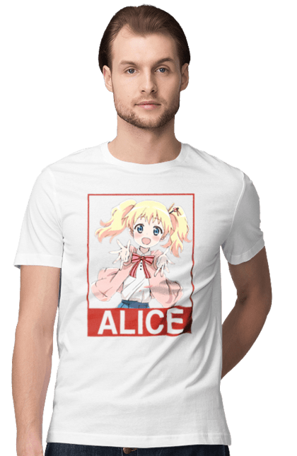 Футболка чоловіча з принтом "Золота мозаїка Аліса Картелет". Alice cartelet, anime, kiniro mosaic, kinmoza, manga, аліса, аліса картелет, аніме, золота мозаїка, манга. 2070702