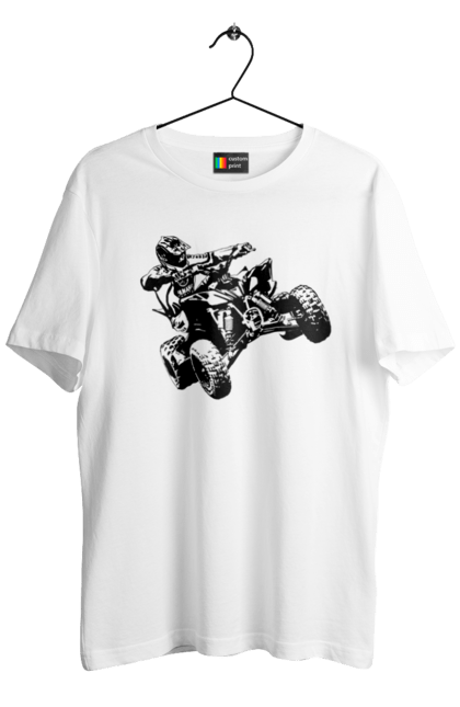 Футболка чоловіча з принтом "Людина На Квадроциклі Чорний". Гонки, екстрим, квадроцикл. 2070702