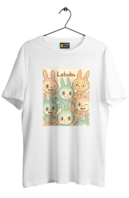 Футболка чоловіча з принтом "Лабубу". Безтурботно, грайливо, дизайнперсонажу, каваї, лабубу, милі мистецтво, ніжні відтінки, пастельніквіти, стиль мультфільму, чарівно. 2070702