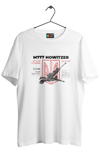 Футболка чоловіча з принтом "155 мм гаубиця M777". Archer, bayraktar, himars, javelin, m777, patriot, weapon, zaluzhny, гаубиця. 2070702