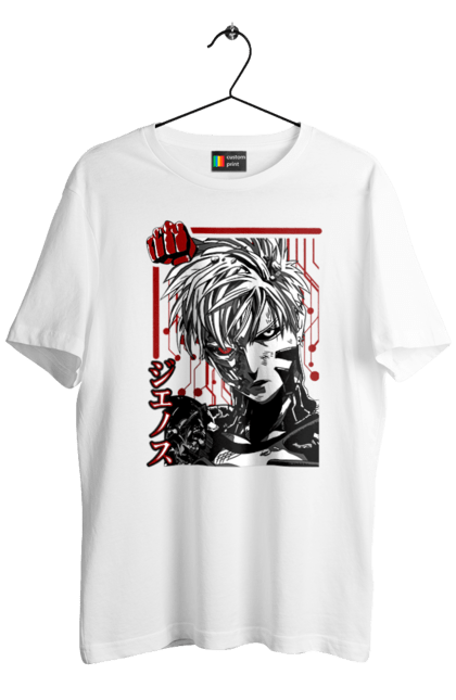 Men's t-shirt with prints One Punch Man Genos. Anime, comedy, cyborg, demon, demon cyborg, genos, manga, one punch man, parody, superheroes. 2070702