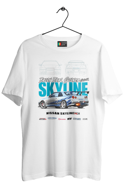 Футболка чоловіча з принтом "Nissan Skyline". Nissan, nissan skyline, skyline, авто, автомобіль, ніссан, скайлайн. 2070702