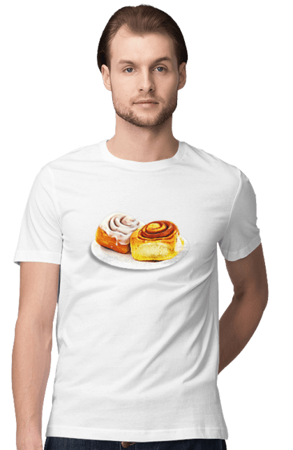 Men's t-shirt with prints Plate Of Cheesecakes. Cheesecakes, food, plate, sweetness. CustomPrint.market