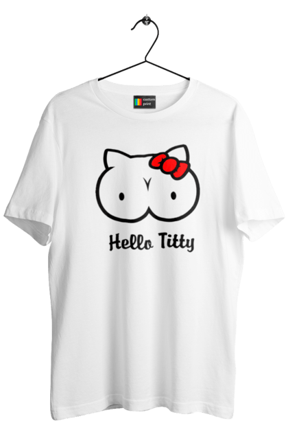 Футболка чоловіча з принтом "Hello Kitty". Hello, hello kitty, kitty, дорослі, краса. CustomPrint.market