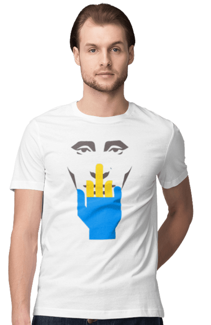 Футболка чоловіча з принтом "Путін Хуйло". Все, голова путіна, доброго вечора, йди нахуй, мертвий москаль, москалі, орки, путін хуйло, російський військовий, середній палець. 2070702