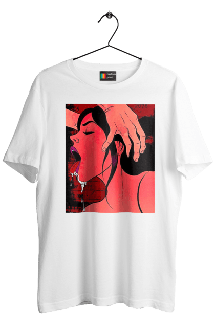 Футболка чоловіча з принтом "Дівчина Смокче Зі Слиною". Секс, смоктати. 2070702