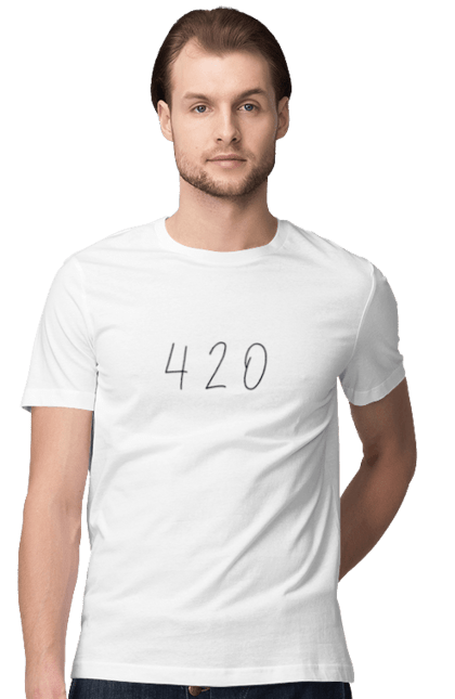 Футболка чоловіча з принтом "420". Бестселлер, боб марлі, косяк, растаман, топ. futbolka.stylus.ua