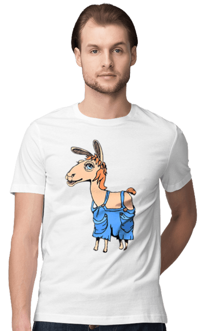 Футболка чоловіча з принтом "Лама В Комбінезоні". Комбінезон, лама. 2070702