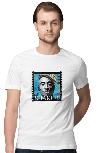 Men's t-shirt with prints Tupac Shakur. Actor, gangsta rap, poet, rap legend, rap music, rap singer, rapper, tupak shakur. CustomPrint.market
