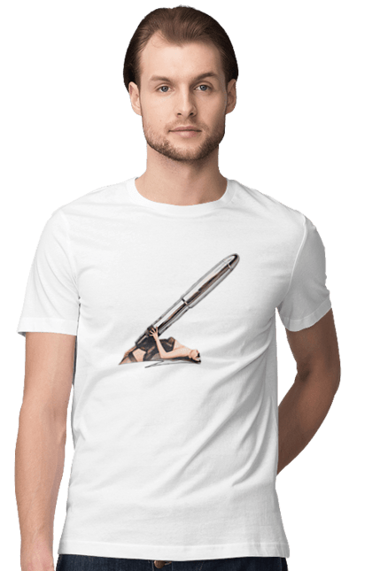 Футболка чоловіча з принтом "Великий Патрон". Дівчина, куля, патрон. 2070702