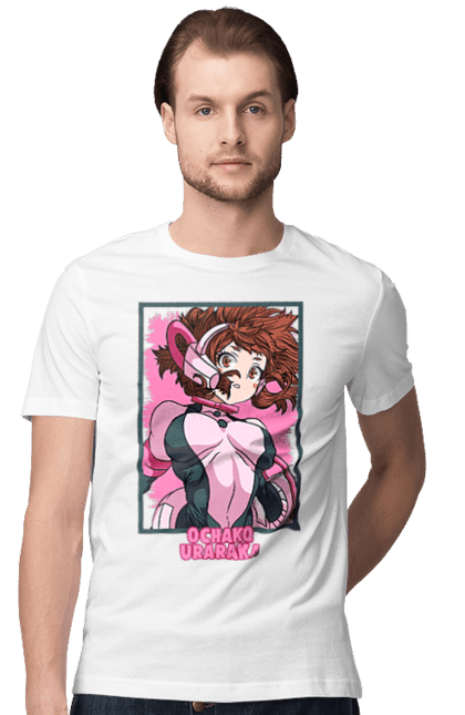 Футболка чоловіча з принтом "Моя академія героїв Урарака". My hero academia, ochako, uraraka, uraraka ochako, академія юей, аніме, манга, моя геройська академія, очако урарака, урарака. 2070702