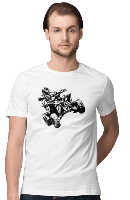 Футболка чоловіча з принтом "Людина На Квадроциклі Чорний". Гонки, екстрим, квадроцикл. 2070702