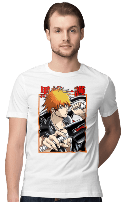 Футболка мужская с принтом Блич Ичиго Куросаки. Anime, bleach, ichigo kurosaki, manga, аниме, блич, ичиго, ичиго куросаки, манга. 2070702