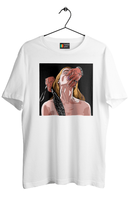 Футболка чоловіча з принтом "Дівчина У Полоні Чоловіка З Батогами". Батіг, пристрасть, смоктати. 2070702