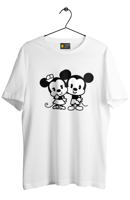 Футболка мужская с принтом Микки Маус и Минни Маус. Mickey mouse, minnie mouse, дисней, микки, микки маус, минни маус, мультфильм. 2070702