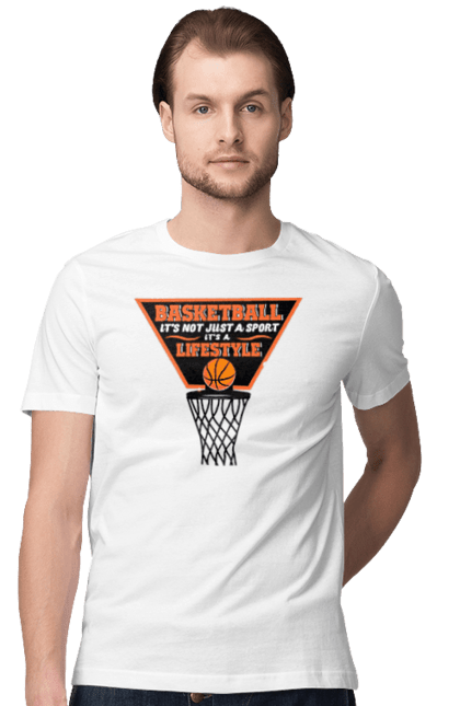 Футболка чоловіча з принтом "Баскетбол це не спорт, а стиль життя". Баскетбол, баскетбол стиль життя, люблю баскетбол, спорт. futbolka.stylus.ua