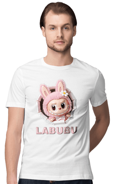 Футболка чоловіча з принтом "Лабубу". Іграшка лабубу, лабубу, лабубу кока кола, мерч лабубу, мила, рожева лабубу, смішна лабубу. 2070702