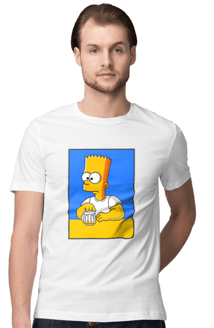 Футболка чоловіча з принтом "Барт любитель пива". Барт, барт сімпсон, мультперсонажі, мультфільми, сімпсони, український прапор. 2070702