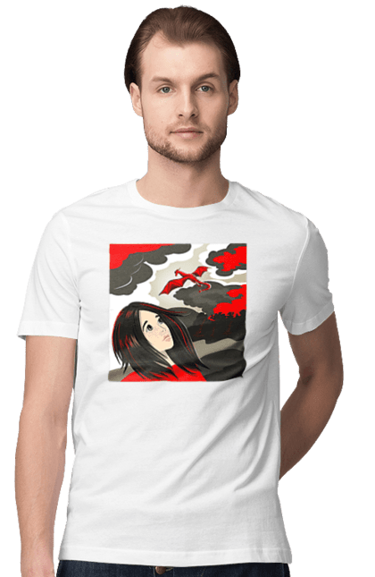 Men's t-shirt with prints Girl and dragon. Dragon, fantasy, romance, young woman. 2070702