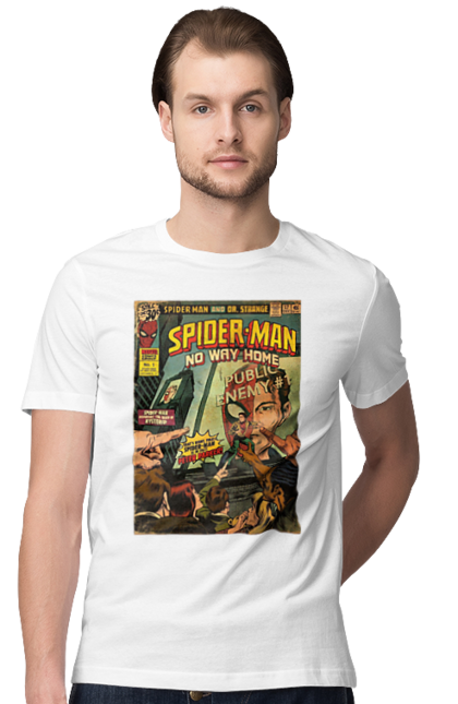 Men's t-shirt with prints Spider man. Avengers, comics, film, marvel, movie, spiderman, superhero. CustomPrint.market