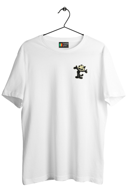 Men's t-shirt with prints Felix the cat. Cartoon, cat, comedy, felix, film, game, mascot. CustomPrint.market