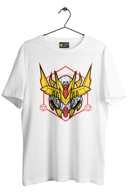 Men's t-shirt with prints Gundam Barbatos Lupus Rex. Anime, asw g 08, barbatos lupus rex, game, gundam, manga, robot, video game, war. 2070702