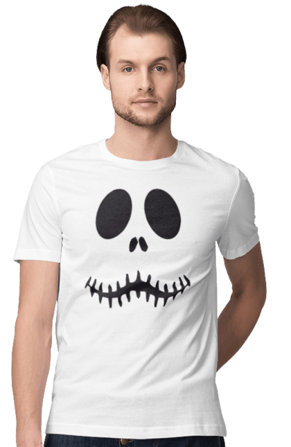 Men's t-shirt with prints Halloween pumpkin face. Costume, halloween, holiday, october, october 31, pumpkin, scary, sweets, trick or treat. 2070702