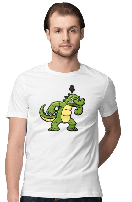 Футболка чоловіча з принтом "Розлючений Крокодил". Алигатор, динозавр, злой, крокодил, мультик. CustomPrint.market