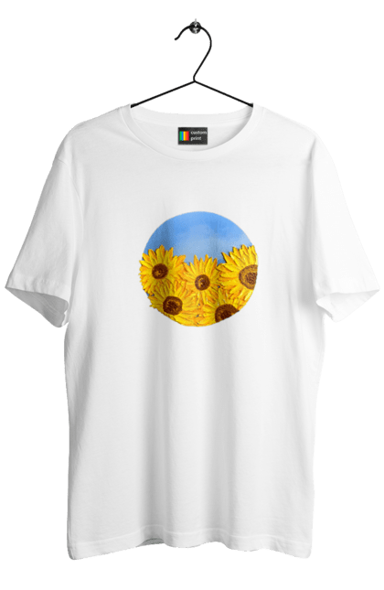 Футболка чоловіча з принтом "Соняшники". Війна, квіти, прапор, соняшники, україна. CustomPrint.market