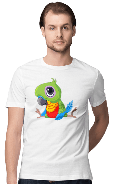 Футболка мужская с принтом Попугайчик. Мило, попугай. 2070702
