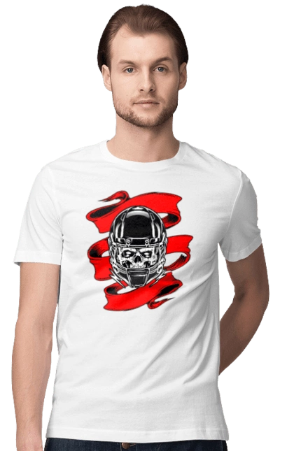 Skull in a motorcycle helmet