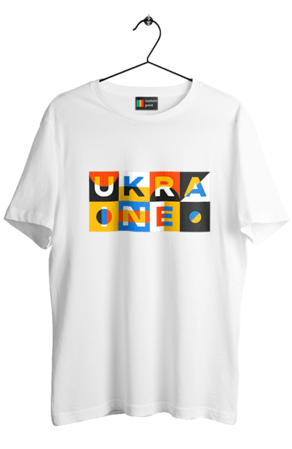 Футболка чоловіча з принтом "Україна". Напис україна, символ україни, текст україна, україна. 2070702