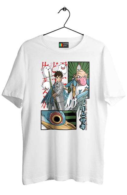 Men's t-shirt with prints The Boy and the Heron. Boy and bird, cartoon, ghibli, japan, miyazaki, studio ghibli. 2070702