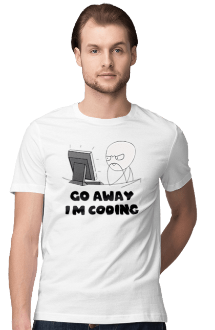 Футболка чоловіча з принтом "Іди Я кодую". Айті, айтішник, для айтішника, для програміста, йди я кодую, майстер коду, подарунок айтішнику, подарунок програмісту, програміст, розробник. 2070702