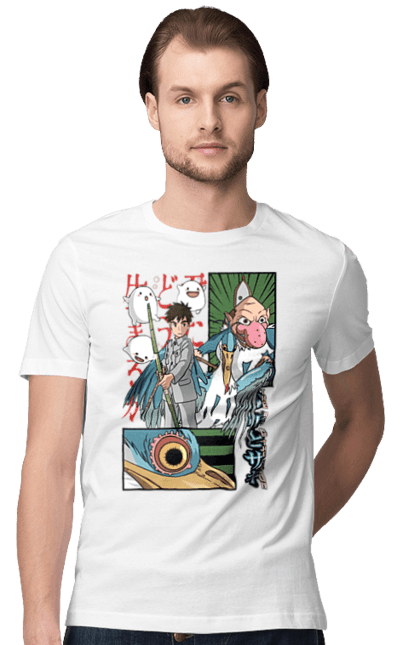 Men's t-shirt with prints The Boy and the Heron. Boy and bird, cartoon, ghibli, japan, miyazaki, studio ghibli. 2070702