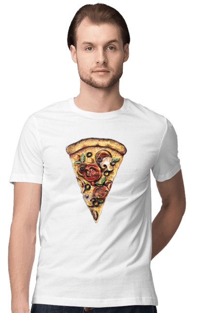 Футболка чоловіча з принтом "Піца". Бобошинка, їжа, літо, піца, смакота, шматокпіци. futbolka.stylus.ua