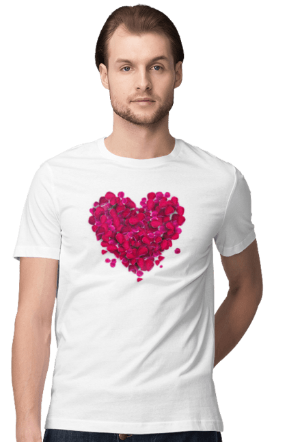 Men`s t-shirt with prints Heart From Rose Petals. Petals, rose flower. 2070702