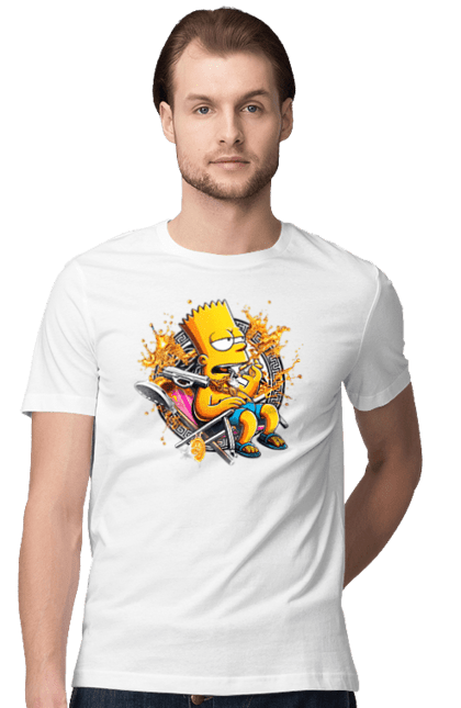 Men's t-shirt with prints Bart Simpson Versace. Bart, cartoon, serial, simpson, versace. 2070702