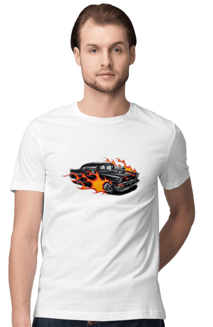 Men`s t-shirt with prints Fire Machine. Car. 2070702